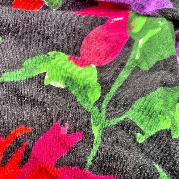 Lauren Ralph Lauren Black with Purple & Red Floral V-Neck Quarter Sleeve Top - Picture 9 of 12